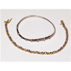 Diamonds Bangle Bracelet & Tanzanite Tennis Bracel