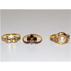 Diamonds Ring, Pearl Ring & Garnet Ring