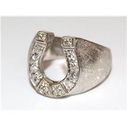 14K White Gold Colt Symbol Ring W/.34ctw Diamonds