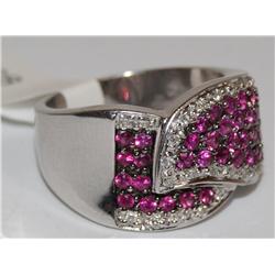 AAA Burmese Ruby & Diamonds Design Wide Band