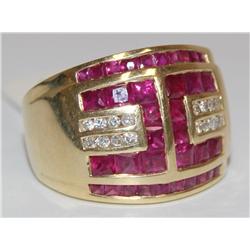 AAA Burmese Ruby & Diamonds S.B.T Design Wide Band