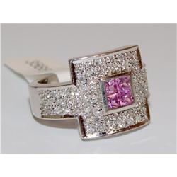 AAA Pink Sapphire & Diamonds B.M Design Ladies Rin