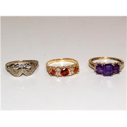 Diamonds Vintage Ring, Mexican opal Ring & Amethys