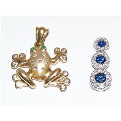 Diamonds Frog Pendant & Diamonds, Sapphire Pendant