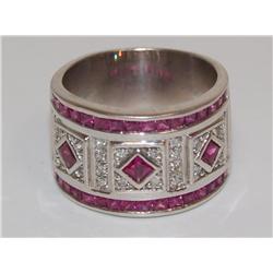 AAA Burmese Ruby & Diamonds S.B.T Design Wide Band