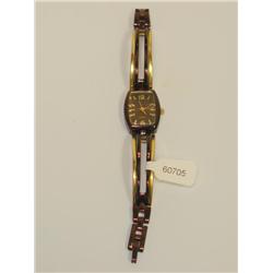 Ladies White Stag Watch With Brown & Gold Accents