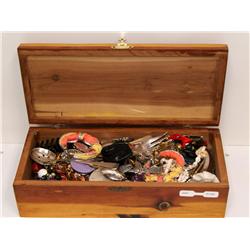 Old Cedar Box w/Silver Dollars and Jewelry