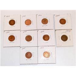 10 Indian head Pennies