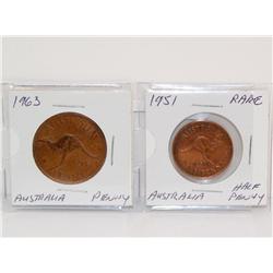 1951, 1963 Australia Half Penny & Penny