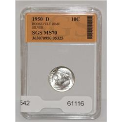 1950-D MS70 Roosevelt Silver Dime