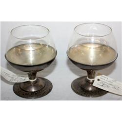 2 Sterling Silver Burgundy Glasses