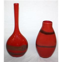 Pair of Jamie Harris Signed Art Glass Vases