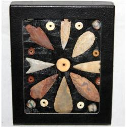 Cased Collection of Neolithic Arrowheads and Beads