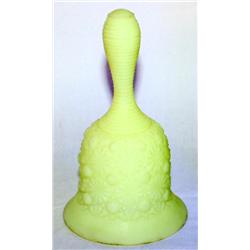 Fenton Vaseline Glass Bell--Buttons & Bows 1970's
