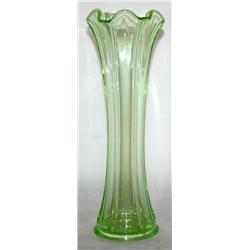 10" Imperial Green Vaseline Glass Vase 1930's