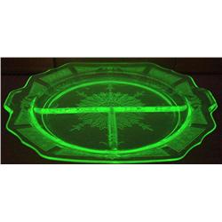 Very Collectible Vaseline Glass Relish Plate