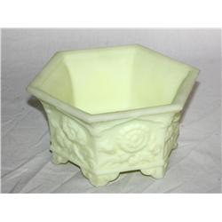 Vintage Fenton Jonqil Yellow Vaseline Glass Bowl