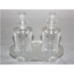 Lalique Crystal Bourgueil Pattern 3 Piece Vanity S