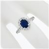 Image 4 : Platinum 1.90 ctw GIA Oval No Heat Burma Blue Sapphire Diamond Low Profile Ring