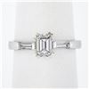 Image 2 : 18k White Gold 1.26 ctw GIA Emerald Cut Diamond w/ Straight Baguette Accents Rin