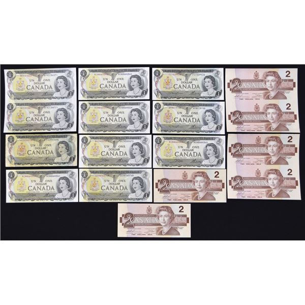 Canada. Bank of Canada, 1973 to 1986, Banknote Assortment.