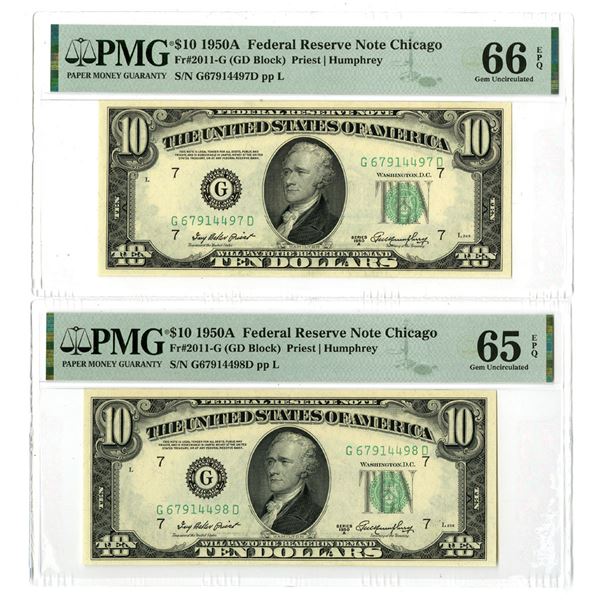U.S., F.R.N., $10, Series 1950A, Fr.# 2011G, Issued Banknote Pair.
