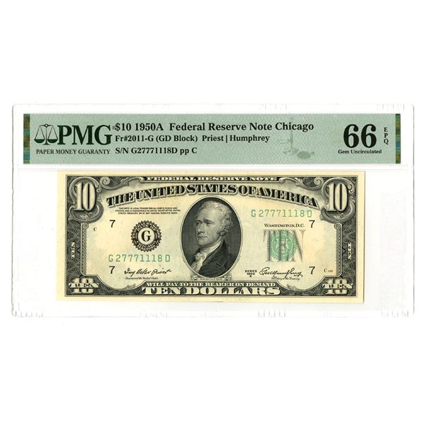 U.S., F.R.N., $10, Series 1950A, Fr.# 2011-G, Issued Banknote.