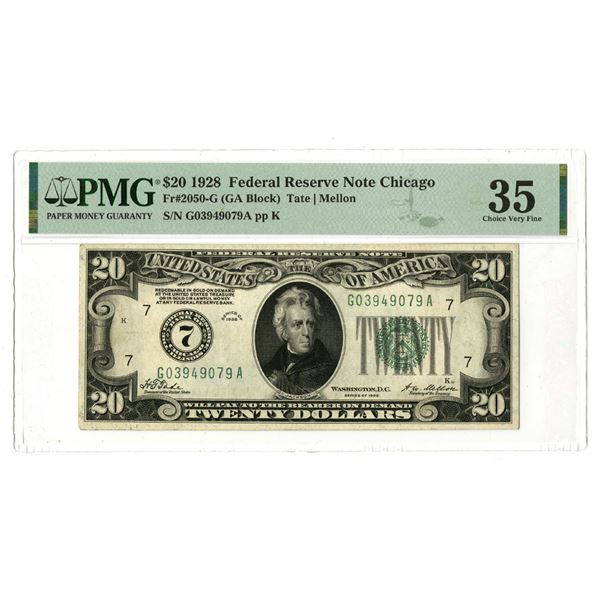 U.S., F.R.N., $20, Series of 1928, Fr.# 2050G, Issued Banknote.