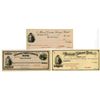 Image 1 : Montana & New York Specimen Check Trio with "Reaper" Vignette by Smillie, ca.1880-90s.