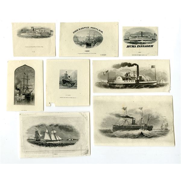 Various States. Maritime Vignette Proofs on India Paper, ca. 1840-1930s.