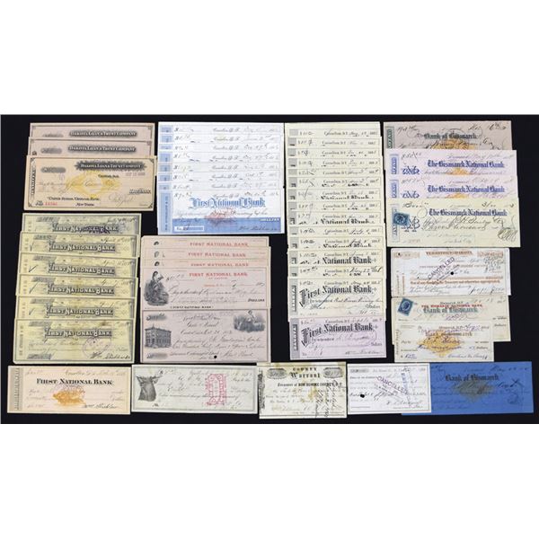 Dakota Territory Checks, Drafts and  Banking Documents, Some with Imprinted U.S.I.R. Revenues or Fac