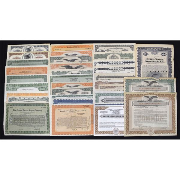 Candy, Chocolate, and Sugar Assortment, ca. 1900s to 1950s, Stock and Bond Certificates