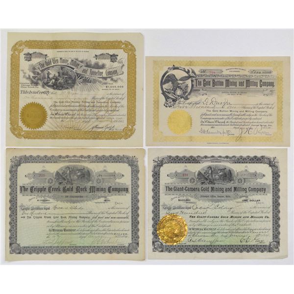 CO. Colorado Mining, 1894 to 1903, I/U Stock Certificate Quartet.
