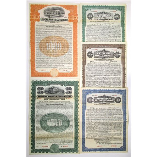 NY. 1916 to 1925, New York Specimen Coupon Railroad Gold Bond Assortment.