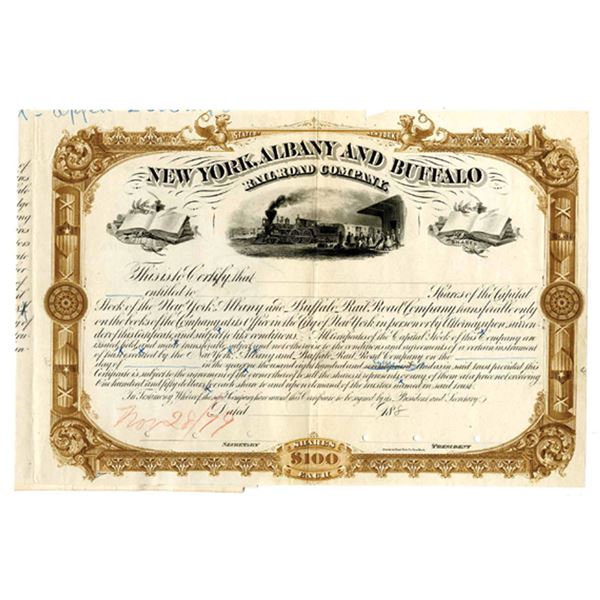 NY. New York, Albany and Buffalo Railroad Co., 1879, Unique Approval Proof Stock Certificate
