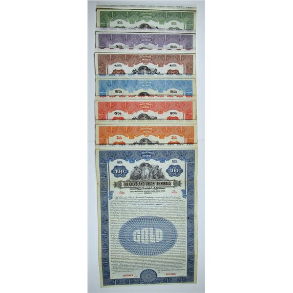 OH. Cleveland Union Terminals Co. 1922-23 Specimen Bond Group