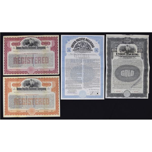 UT. Union Pacific Railroad Co., 1908 to 1983, Specimen Registered & Coupon Bond Quartet.