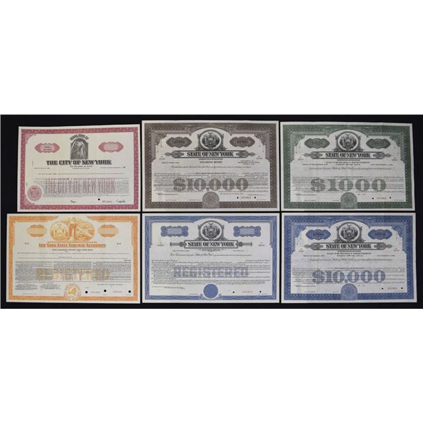 NY. State of New York, Road and Housing Specimen Bond Assortment, 1908 to 1970