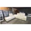 Image 1 : NATUZZI OFF WHITE LEATHER L SHAPE SECTIONAL - APPROX. 122"W X 110"D X 40"H