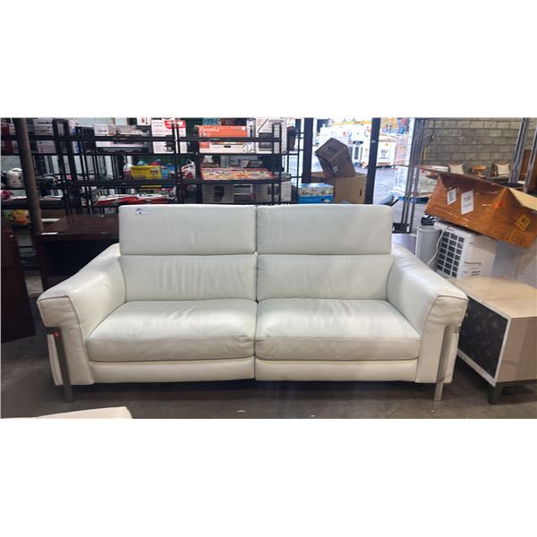 NATUZZI WHITE LEATHER SOFA - APPROX. 91"W X 44"D X 27"H