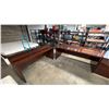 Image 1 : DARK WOODEN EXECUTIVE DESK WITH MATCHING SIDEBOARD - DESK MEASURES APPROX. 71"W X 34"D X 30"H,