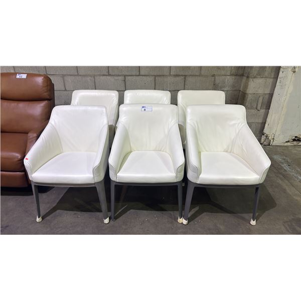 SIX NATUZZI PLATEA LEATHER ARMCHAIRS