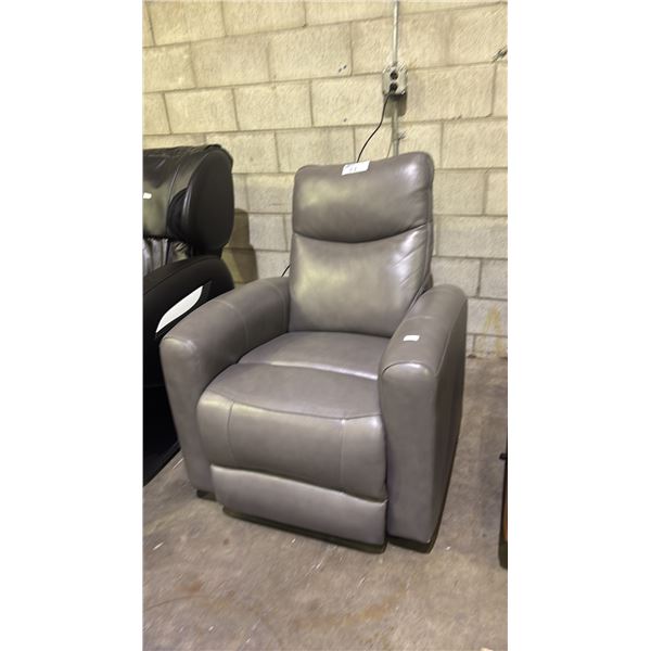 GREY LEATHER SWIVEL ROCKING RECLINER