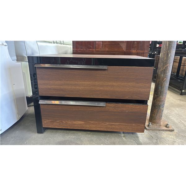 DARK WOODEN TWO DRAWER NIGHT STAND - APPROX. 28 1/2"W X 19"D X 20 1/2"H *MADE IN ITALY*