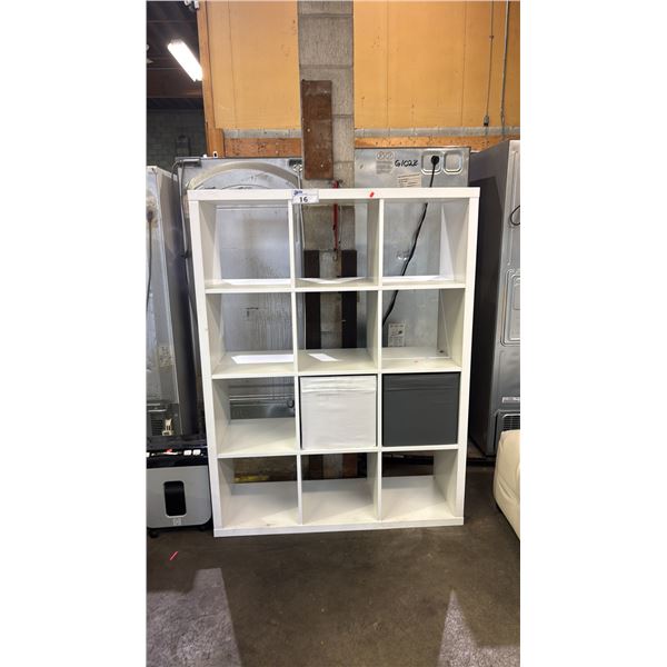 WHITE 12 SECTION STORAGE SHELF - APPROX. 44"W X 15 1/2"D X 58"H