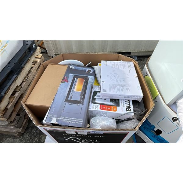PALLET OF HOME GOODS - SMALL APPLIANCES, PILLAR CANDLES, BIDET TOILET SEAT, KITCHENWARE & MORE