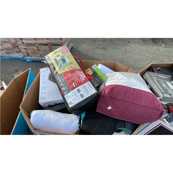 PALLET OF HOME GOOD - COLEMAN TENT, PILLOWS, SMALL APPLIANCES, LIFE JACKET & MORE *MUST TAKE ALL ON