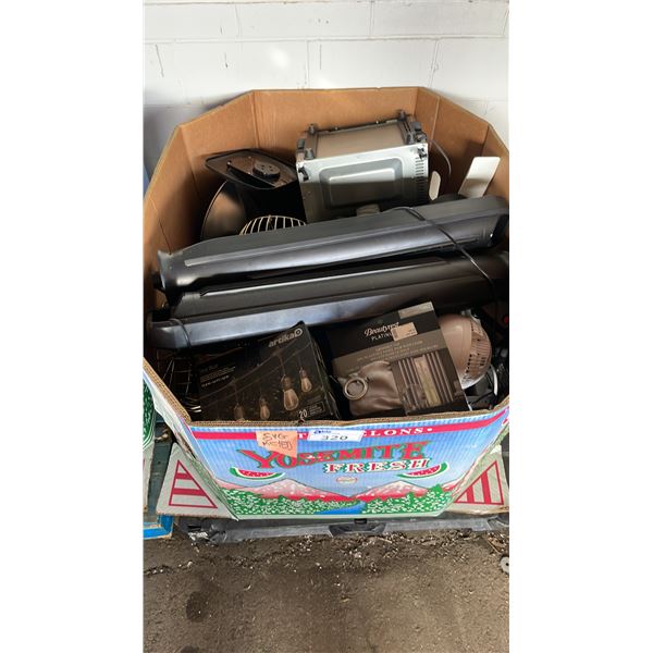 PALLET OF HOME GOODS - FANS, CURTAINS, LIGHTS, COLLAPSIBLE WAGON & MORE *MUST TAKE ALL ON PALLET*