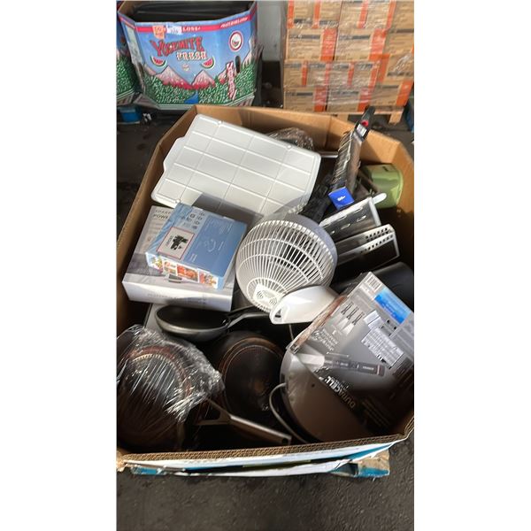 PALLET OF HOME GOODS - DURACELL FLASHLIGHT, MASSAGER, HEADPHONES, KITCHENWARE, SMALL APPLIANCES &