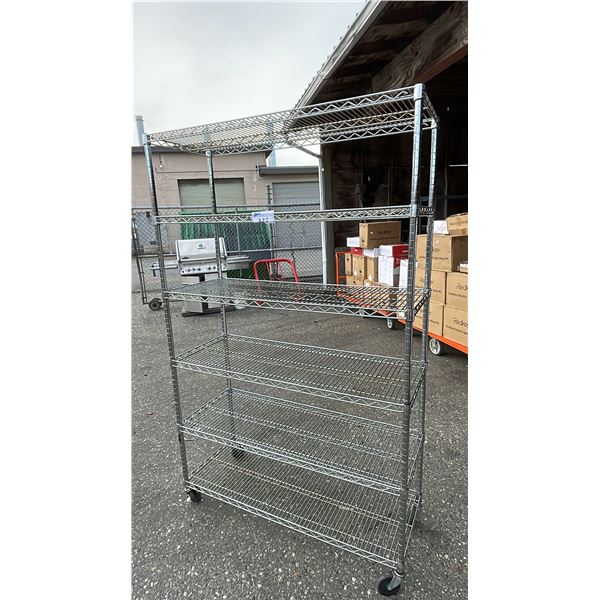 6 TIER CHROME FINISH METRO STYLE RACK - APPROX. 48"W X 18"D X 76"H